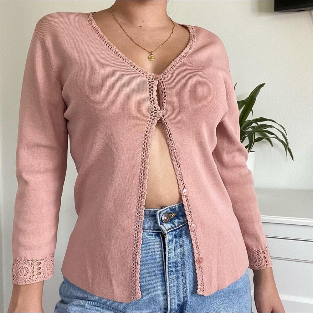 Vintage mauve pink cardigan